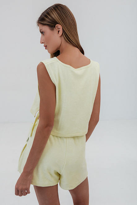 Топ симметрия, цвет желтый, Махра Хлопок 100%, р-р S-M