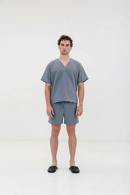 Шорты мужские, цвет серо-голубой, Крапива 100%, р-р M-L