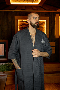 Халат вафельный мужской Чистопар цвет графитовый, р-р 58