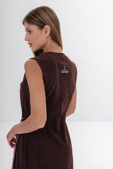 Платье на запах, цвет беж-коричневый, Хлопок 100%, р-р L-XL