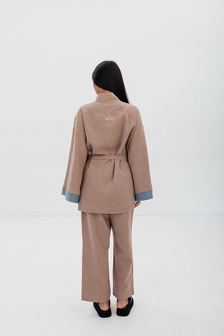 Кимоно женское, цвет кремовый беж, Крапива 100%, р-р L-XL