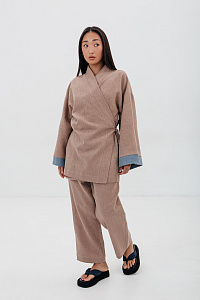 Кимоно женское, цвет кремовый беж, Крапива 100%, р-р S-M