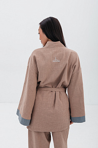 Кимоно женское, цвет кремовый беж, Крапива 100%, р-р L-XL