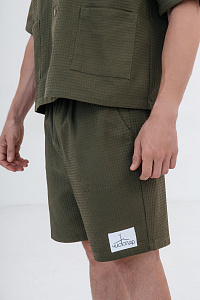 Шорты мужские, цвет зеленый, Вафля Хлопок 100%, р-р M-L