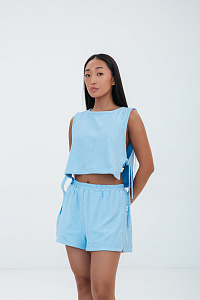 Топ симметрия, цвет голубой, Махра Хлопок 100%, р-р S-M