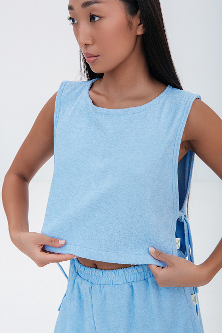 Топ симметрия, цвет голубой, Махра Хлопок 100%, р-р S-M
