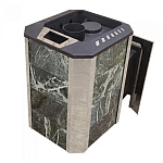 Печь Пегас 22 чугун со стеклом в камне змеевик