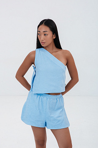 Шорты женские, цвет голубой, Махра Хлопок 100%, р-р S-M