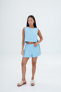 Топ симметрия, цвет голубой, Махра Хлопок 100%, р-р S-M