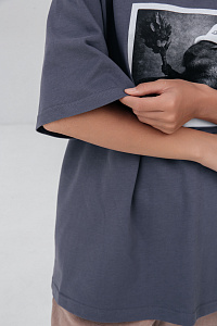 Футболка Over Size цвет серый р-р M, Хлопок 100%