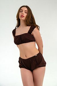 Купальник женский, цвет коричневый, Хлопок 100%, р-р S-M