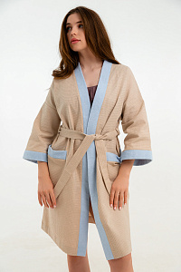 Халат вафельный женский Чистопар, цвет бежевый, Хлопок 100%, one size