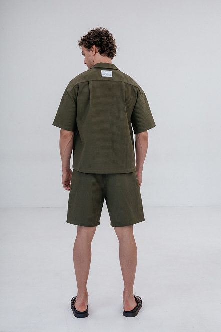 Шорты мужские, цвет зеленый, Вафля Хлопок 100%, р-р XL-XXL