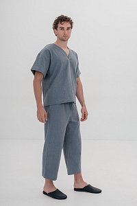 Футболка мужская, цвет серо-голубой, Крапива 100%, р-р M-L