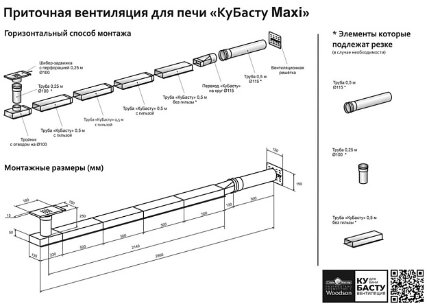 Приточная вентиляция для печи КуБасту maxi