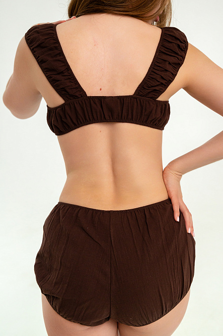 Купальник женский, цвет коричневый, Хлопок 100%, р-р S-M