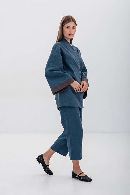 Брюки женские, цвет синий, Крапива 100%, р-р S-M