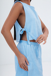 Топ симметрия, цвет голубой, Махра Хлопок 100%, р-р L-XL