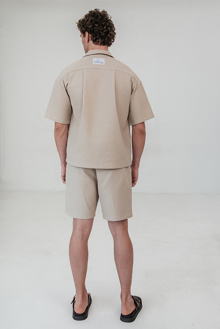 Шорты мужские, цвет бежевый, Вафля Хлопок 100%, р-р XL-XXL