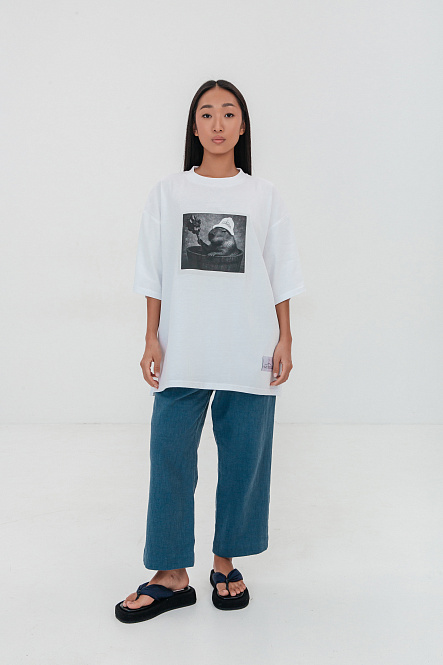 Футболка Over Size цвет белый р-р М, Хлопок 100%