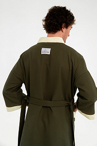 Халат вафельный мужской Чистопар, цвет зеленый, Хлопок 100%, one size