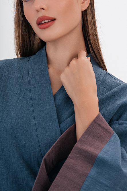 Кимоно женское, цвет синий, Крапива 100%, р-р S-M