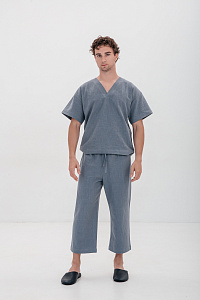 Футболка мужская, цвет серо-голубой, Крапива 100%, р-р M-L