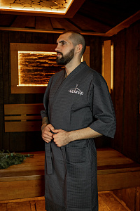 Халат вафельный мужской Чистопар цвет графитовый, р-р 58