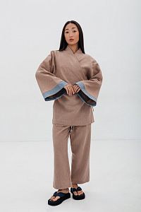 Кимоно женское, цвет кремовый беж, Крапива 100%, р-р S-M