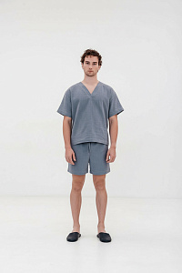 Шорты мужские, цвет серо-голубой, Крапива 100%, р-р XL-XXL