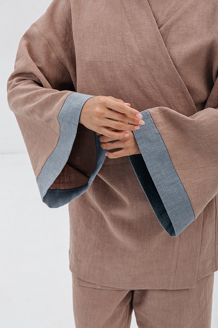 Кимоно женское, цвет кремовый беж, Крапива 100%, р-р L-XL