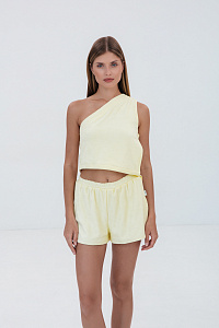 Топ асимметрия, цвет желтый, Махра Хлопок 100%, р-р L-XL