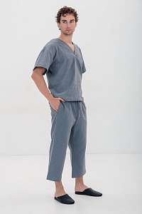 Брюки мужские, цвет серо-голубой, Крапива 100%, р-р M-L