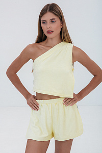 Шорты женские, желтый, Махра Хлопок 100%, р-р L-XL