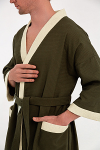 Халат вафельный мужской Чистопар, цвет зеленый, Хлопок 100%, one size