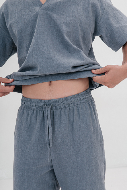 Брюки мужские, цвет серо-голубой, Крапива 100%, р-р XL-XXL