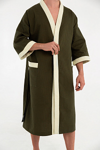 Халат вафельный мужской Чистопар, цвет зеленый, Хлопок 100%, one size