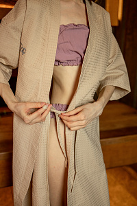 Халат вафельный женский Чистопар цвет бежевый, р-р 54