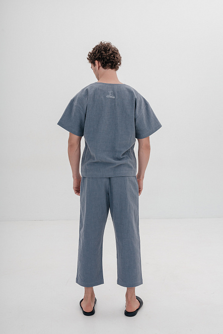 Брюки мужские, цвет серо-голубой, Крапива 100%, р-р XL-XXL