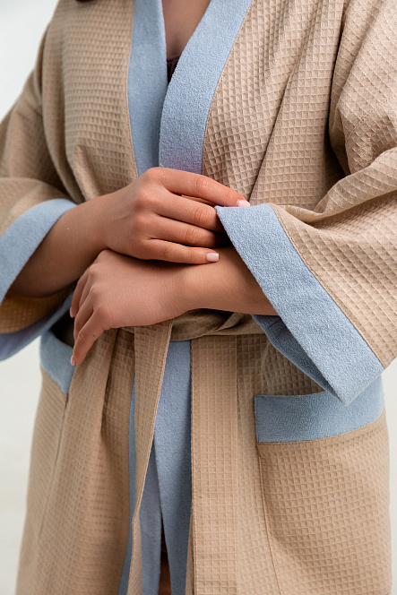 Халат вафельный женский Чистопар, цвет бежевый, Хлопок 100%, one size