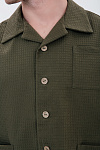 Рубашка мужская, цвет зеленый, Вафля Хлопок 100%, р-р M-L