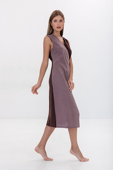 Платье на запах, цвет беж-коричневый, Хлопок 100%, р-р L-XL