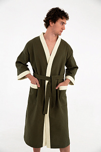 Халат вафельный мужской Чистопар, цвет зеленый, Хлопок 100%, one size