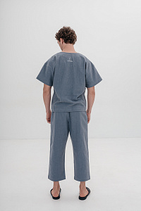 Футболка мужская, цвет серо-голубой, Крапива 100%, р-р M-L