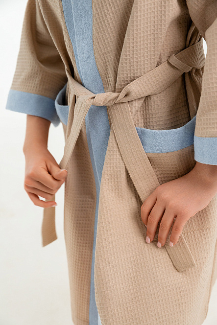 Халат вафельный женский Чистопар, цвет бежевый, Хлопок 100%, one size