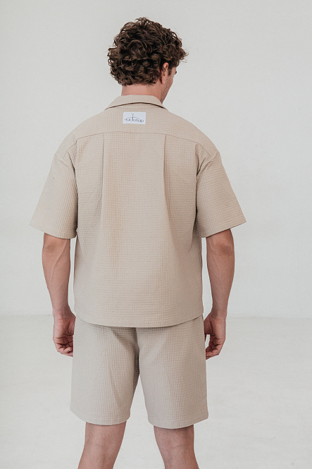 Шорты мужские, цвет бежевый, Вафля Хлопок 100%, р-р XL-XXL