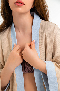 Халат вафельный женский Чистопар, цвет бежевый, Хлопок 100%, one size